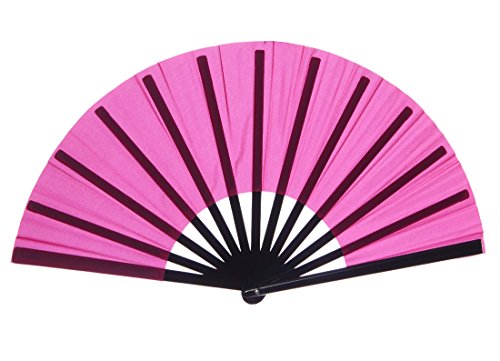 Chinese Nylon-Cloth Fan for Ladies, Fuchsia - Thumbnail 2
