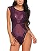 ADOME Sexy Lingerie for Women Lace One Piece Teddy Babydoll Bodysuit,Purple 2,XX-Large
