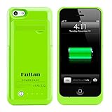 Kujian iPhone 5 Battery Charger Case Portable External Charger with 4 LED Lights Built-in Kickstand for Apple iPhone 5s/5/5c/SE (iOS 8 or above Compatible)-Green
