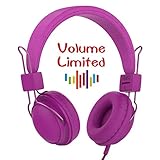 AILIHEN HD850 Kids Headphones Mic&Music Sharing Port, Volume Limited On-Ear Wired Headset Boys Girls Teens Children Toddler(Purple)