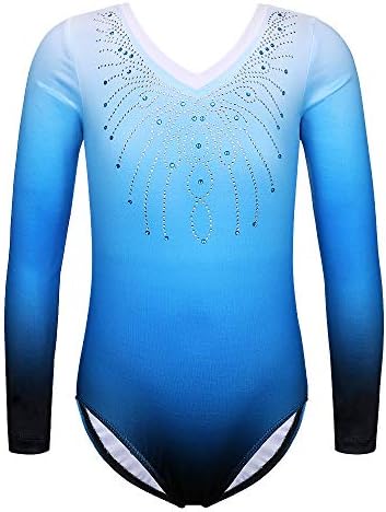 ZNYUNE Gymnastics Leotards for Girls Sleeveless/Long Sleeve Gradient Dance Gymnastics Leotard 3-14 Years