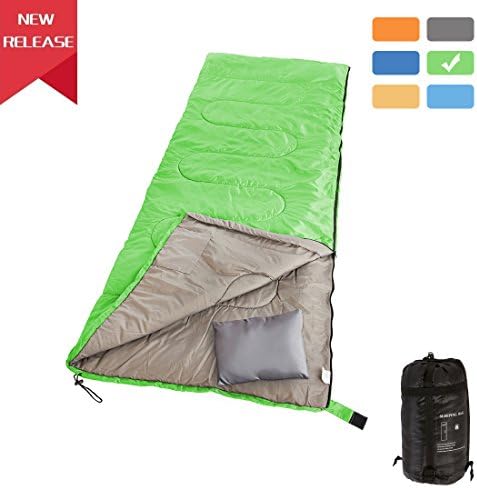 RUBEDER Sleeping Bag - Lightweight Portable, Waterproof, Comfort With Compression Sack - Great For 3 Season Traveling,Camping,Hiking Sleeping Bag （Grass Green，Envelope）