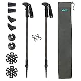 Vive Anti Shock Trekking Poles (Pair) - Collapsible Hiking Sticks - Ultralight Antishock Trek Walking Staff - Rubber Ice Snow Tip - Running, Walking Cane for Men, Women - Backpack and Camping Gear