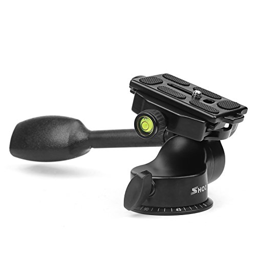 D&F Aluminum Tripod Pan Head with 360 Â° Smooth Rotation Hydraulic Damping Three-Dimensional Tilt Head and Quick Release Plate for Tripod, Monopod, Slider, DSLR Camera, Camcorder