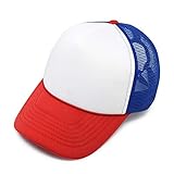 DALIX Trucker Hat Three Toned Mesh Cap in Red White