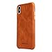 JISONCASE iPhone X Leather Case, for Apple iPhone X Genuine Leather Case iPhone 10 Back Cover Grip Shell Cases with Metallic Buttons, Brown (TC-IPX-05A20)