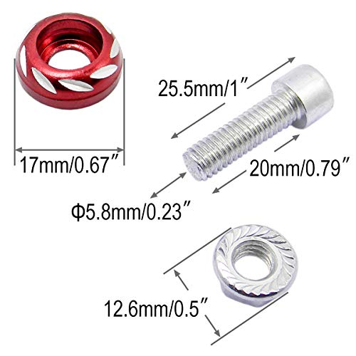 Shells 20PCS Motorbike License Plate Frame Bolt Screw Auto Car Decorate Hex Head Bolts Screws Fasteners,Cool Wind Red