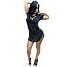 Leoy88 Sexy Women Tops Short Sleeve Side Slit Party Casual T Shirt (M, Black)