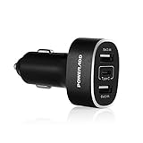 [USB Type C Car Charger] Poweradd 5A USB C Car Charger with Dual Smart USB Output for Goole Pixel XL, Nexus 5X 6P, Macbook 12 inch, iPhone, Galaxy S8 / S8 Plus, Nokia - Black