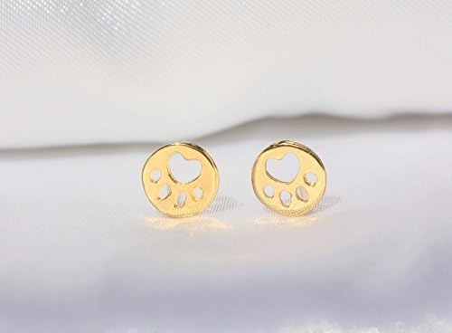 Paw Print Earrings - Tiny dog paw print earring studs - gold stud earrings