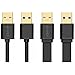 AWINNER® Gold Plated Super Speed USB 3.0 A Male to A Male Cable-Free Lifetime Replacement Warranty (0.5M-2Pack(Flat+Round))