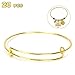 Timoo 20 Pcs Metal Blank Bangles, Stainless Steel Adjustable Expandable Wire Blank Bracelets for Women's DIY Jewelry Making (Gold, 2.56inches)