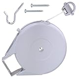 Retractable Clothesline for Indoor/Outdoor Use - Heavy Duty Line Won't Stretch or Break - for Hanging Laundry in The Kitchen, Bathroom, Shower, Balcony, Backyard - Wall Mounted Clothes Dryer