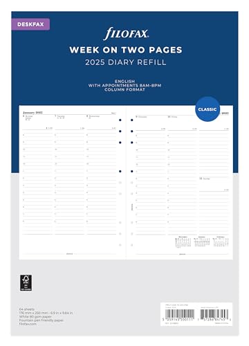 Deskfax Agenda semainier sur deux pages anglais 2025