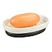 InterDesign York Ceramic Bathroom Vanity Soap Dish, Ridged Soap Saver Design, Vanilla/Bronze
