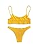 SweatyRocks Women's Sexy Bathing Suit Solid Color Halter Shirred Bikini Swimsuit Yellow L