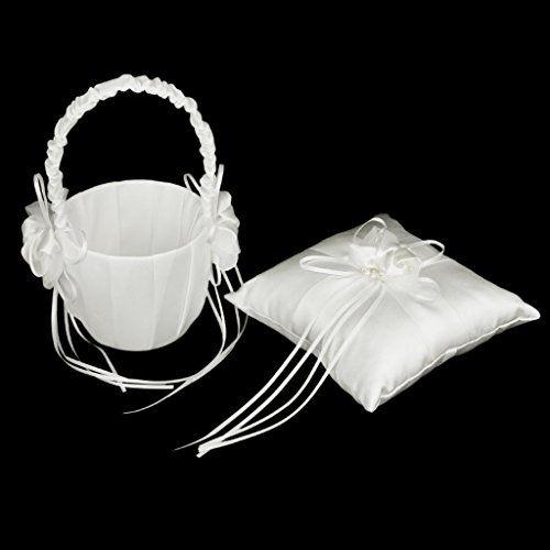 YaptheS Bud Decorated Wedding Flower Girl Basket Ivory - Thumbnail 2