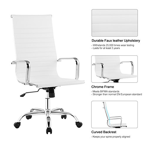 LANGRIA-Sedia-Girevole-da-Ufficio-L-Design-PU-Schienale-Alto-Sedia-Regolabile-in-Altezza-Max-Weight-Capacity-130-kg-Posteriore-Bianco