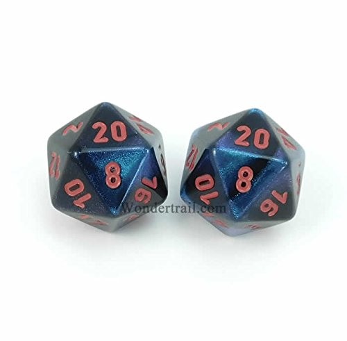 WCXPG2058E2 Black Starlight With Red Numbers D20 Aprox 16mm (5/8in) Pack of 2 Dice Chessex