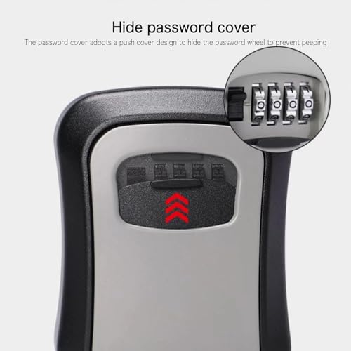 Key Box Wall Mounted Aluminum with 4-Digit Combination Anti-theft Key Lock Box- Waterproof Outdoor Indoor Key Safe lockbox for Home, Office, Garage,Garden, Secure Storage Cabinets for House & Car Keys