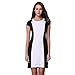 Weixinbuy Women's Short Sleeve Slim Fit Office Lady Mini Dress Black White