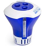 Aquatix Pro Large Pool Chemical Dispenser with Thermometer, Strong Floating Chlorine Dispenser for Indoor & Outdoor Swimming Pools, Up to 3" Bromine Tablet Holder, Use as a Spa Chemical Dispenser