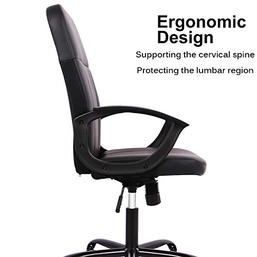 Office Chair, Mid Back Premium Bonded Leather Office Computer Swivel Desk Task Chair, Ergonomic Executive Chair with Lumbar Padding and Armrests - Thumbnail 5