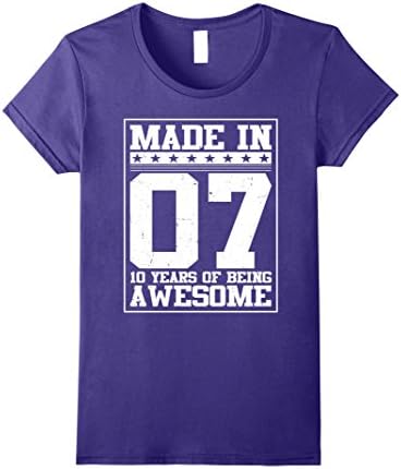 Womens Birthday Gift For 10 Years Old 2007 Tee Shirt Small Purple