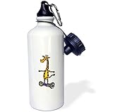 All Smiles Art Giraffes - Funny Giraffe Using Motorized Skateboard - 21 oz Sports Water Bottle (wb_224780_1)