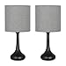 HAITRAL Bedside Table Lamps - Modern Desk Lamps Set of 2 for Bedroom, Office, College Dorm with Metal Base & Fabric Lamp Shade HT-BTL09-15X2 - Gray