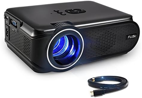 Video Projector, FUJSU 1500 Lumens HD Outdoor/Indoor Mini Home LED Projector with Free HDMI Support 1080P for Home Cinema Theater TV Laptop Game SD iPad iPhone Android Smartphone