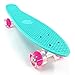 wonnv Retro Mini Cruiser 22 inch Complete Skateboard (Mint Deck with Pink Wheels)