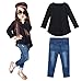 Morecome Kids Girls Long Sleeve T-shirt And Jeans Pants 1Set