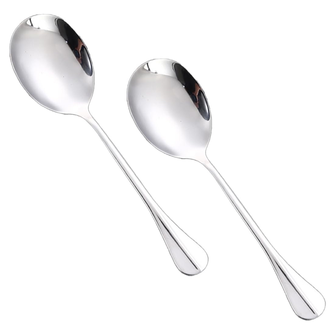 2 Pcs Stainless Steel Large Buffet Serving Spoons Stainless Steel Serving Spoon Silver Serving Spoons with Long Handle for Kitchen Restaurant Banquet （Round Head
