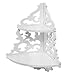 MyGift 2 Tier White Wall Mounted Pastoral Carved Floating Corner Shelf/Plant & Decor Display Rack