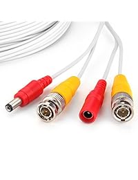 wildhd 150 ft siamés BNC Video y cable de cámara de seguridad BNC Cable de extensión de cable de alimentación con 2 Female connetors todo en uno para todas las cámaras HD CCTV DVR sistema de vigilancia, Blanco