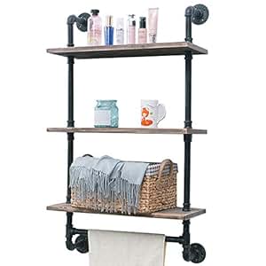 floating bathroom shelves with towel bar