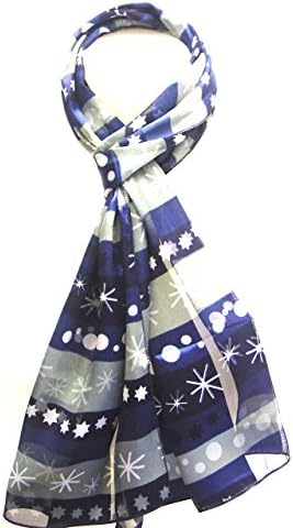 Beautiful New Christmas Festive Satin Stripe Snow Flake Star Scarves Stole Wrap Neck Tie Shawl Scarf