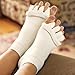 Bcurb Comfy Open Toe Foot Socks Relief for Bunions Hammer Toe Yoga Gym Massage Five Toe Separator Spacer Stretcher (Off-White, Medium)