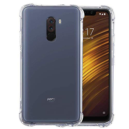 Bracevor Shockproof TPU Back Cover for Poco F1 - Transparent | Cushioned Edges | Flexible Clear Case