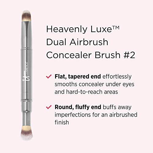 IT Cosmetics Heavenly Luxe Dual Airbrush Concealer Brush 2 DualEnded, 2in1 Brush for