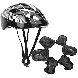 Dibiao 7pcs Roller Skating Protection Gear,Knee Pads + Elbow Pads + Gloves + Helmet Roller Skating Protection Skating Protection Kit for Kids for Biking Skating and Rollerblading Scoot   er