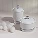 InterDesign York Ceramic Bathroom Vanity Canister Jar for Cotton Balls, Swabs, Cosmetic Pads - Large, White/Chrome