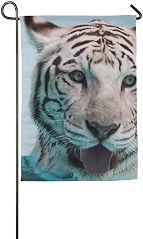 QQshiqI White Tiger Love To Swim Holiday Flag Patio Garden Flag Decor 12 Inch X 18 Inch