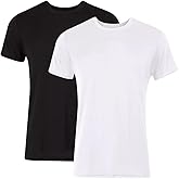 Hanes Ultimate Men's Originals Supersoft T-Shirt, Viscose from Bamboo Undershirt, 2-Pack, Black/White-2 Pack