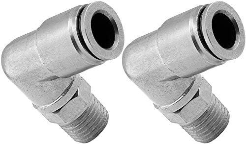 Vixen Air 1/4" NPT Male to Push to Connect (PTC) for 3/8" OD Hose Swivel Elbow - Bundle of two fittings VXA2438-2