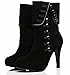 DADAWEN Women's Suede High Heel Side Zipper Ankle Booties Black US Size 10