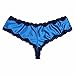 FEESHOW Men's Lace Bikini Briefs Sissy Pouch Underwear Hipster Crossdress Panties Blue Medium (Waistline 29.0-34.0