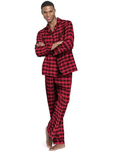 Hanes Men`s Flannel Pajamas,0140/0140X,XL,Buffalo Check