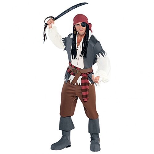 Adult's Men's Captain Castaway Pirate Fancy Dress Halloween Party Costume
